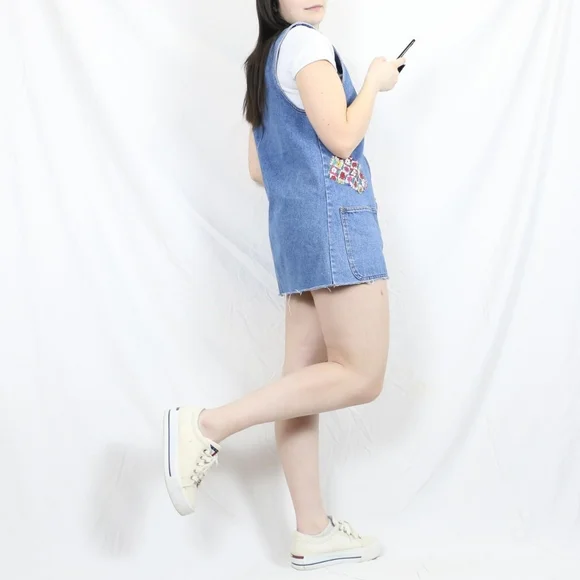 Vintage Denim Patch Dress - Picture 2 of 4